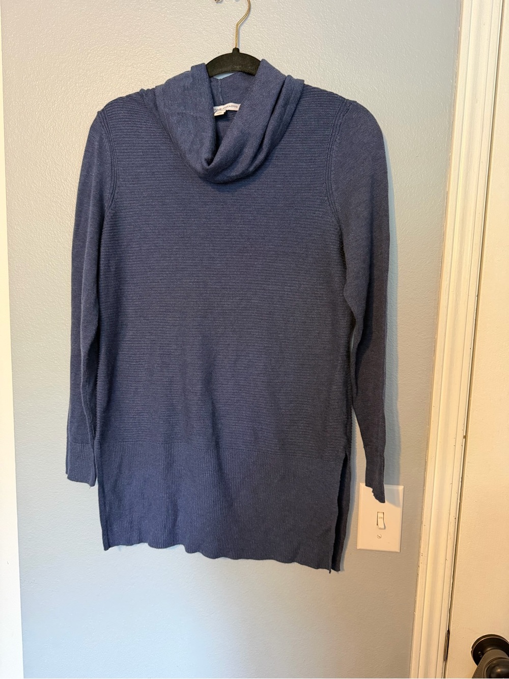 Adrienne Vittadini Navy Cowl Neck Tunic Sweater